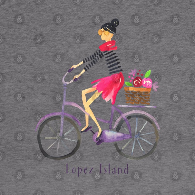 Lopez Island, San Juan Islands, WA Cute Girl on a Bike by Pine Hill Goods